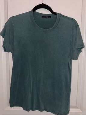 Brandy Melville Garment-Dyed Teal Crewneck Tee